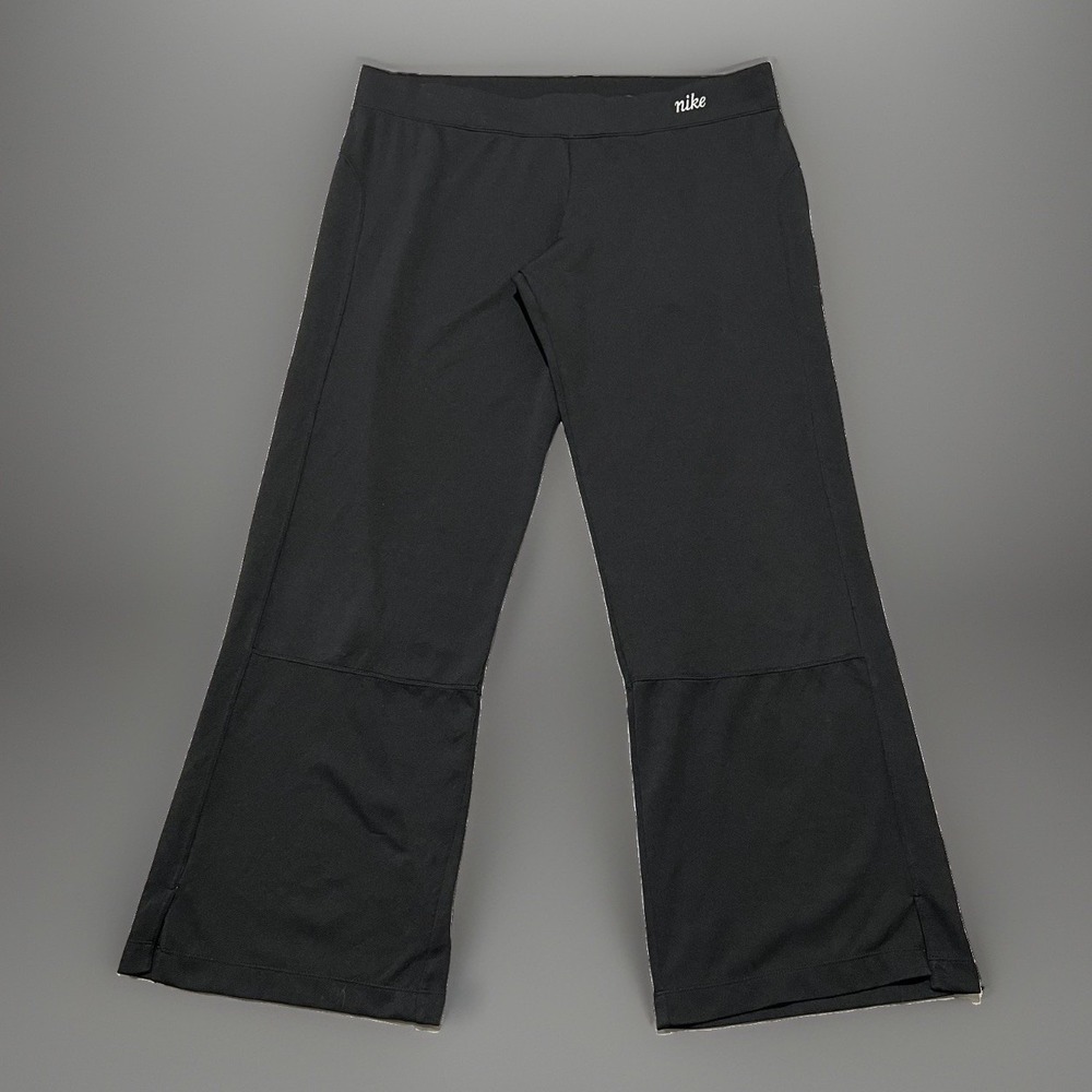 Vintage Nike Womens Grey Tag Black Comfort Wide-Leg Yoga Pants Size L(12-14)